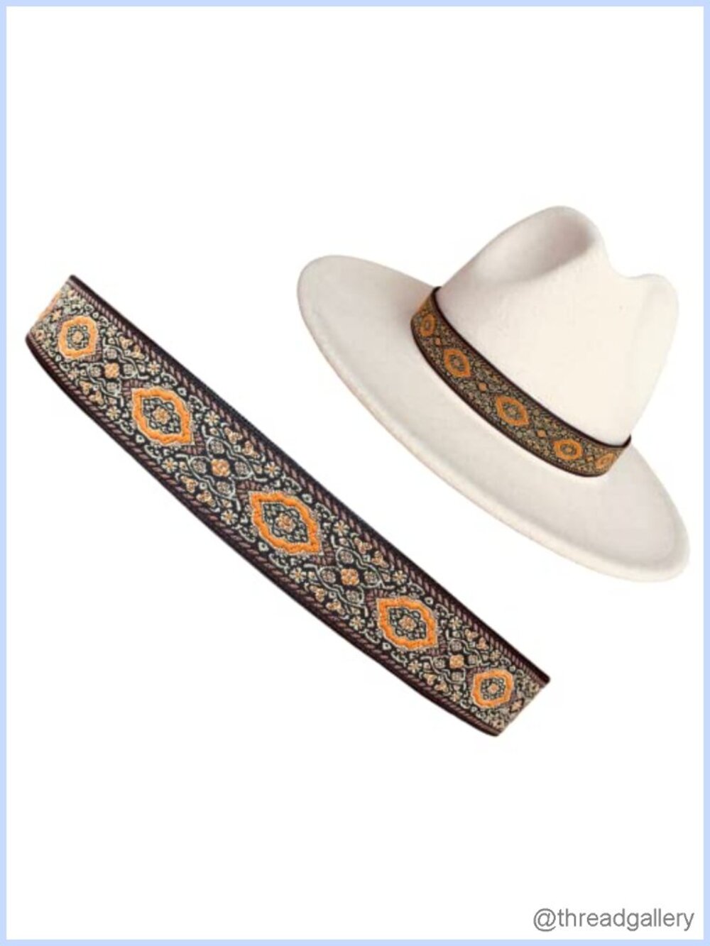 Handmade Jacquard Ribbon Hat Band Adjustable Buckle Unisex Western Fedora